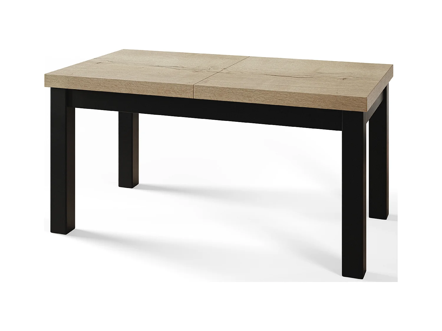 Table de salle à manger rectangulaire CLASSIC, table extensible, dimensions : 160-210X90X78 cm, couleur : HALIFAX, avec pieds en bois de couleur noire