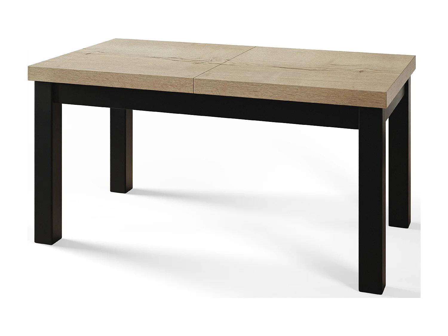 Table de salle à manger rectangulaire CLASSIC, table extensible, dimensions : 160-210X90X78 cm, couleur : HALIFAX, avec pieds en bois de couleur noire
