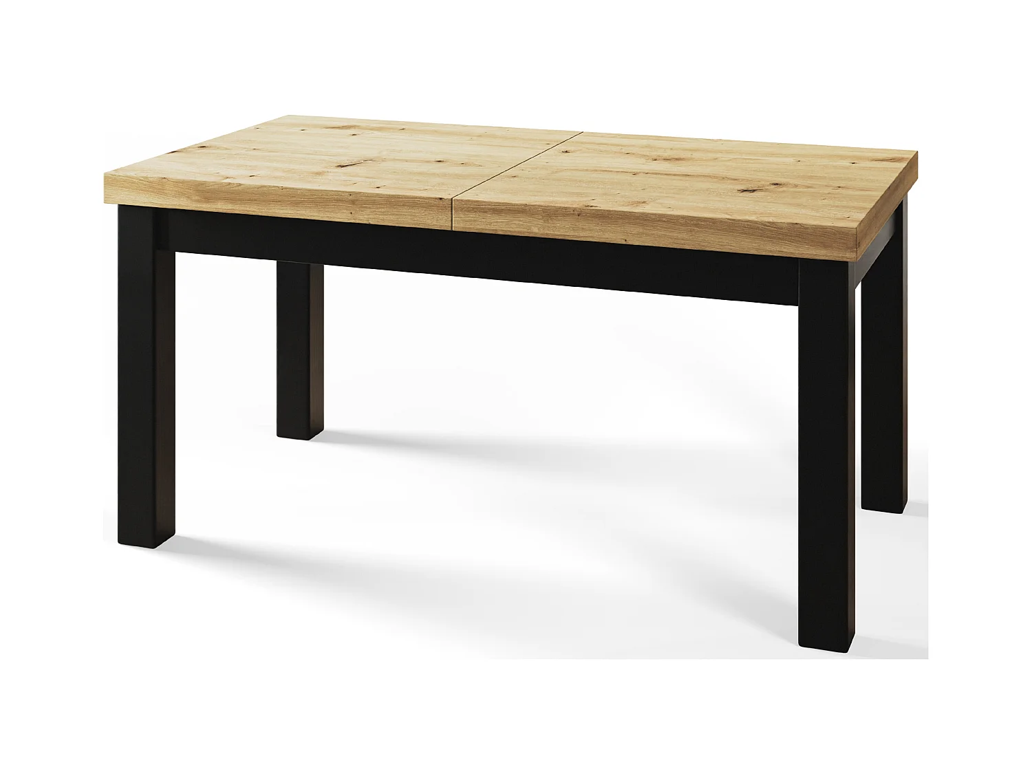 Table de salle à manger rectangulaire CLASSIC, table extensible, dimensions : 140-180X80X78 cm, couleur : ARTISAN, avec pieds en bois de couleur noire