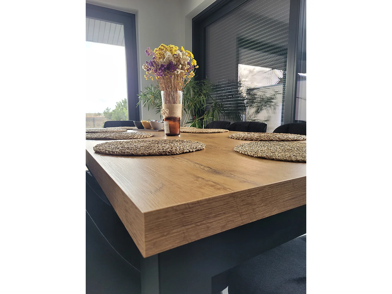 Table de salle à manger rectangulaire CLASSIC, table extensible, dimensions : 120-160X80X78 cm, couleur : LANCELOT, avec pieds en bois de couleur noire