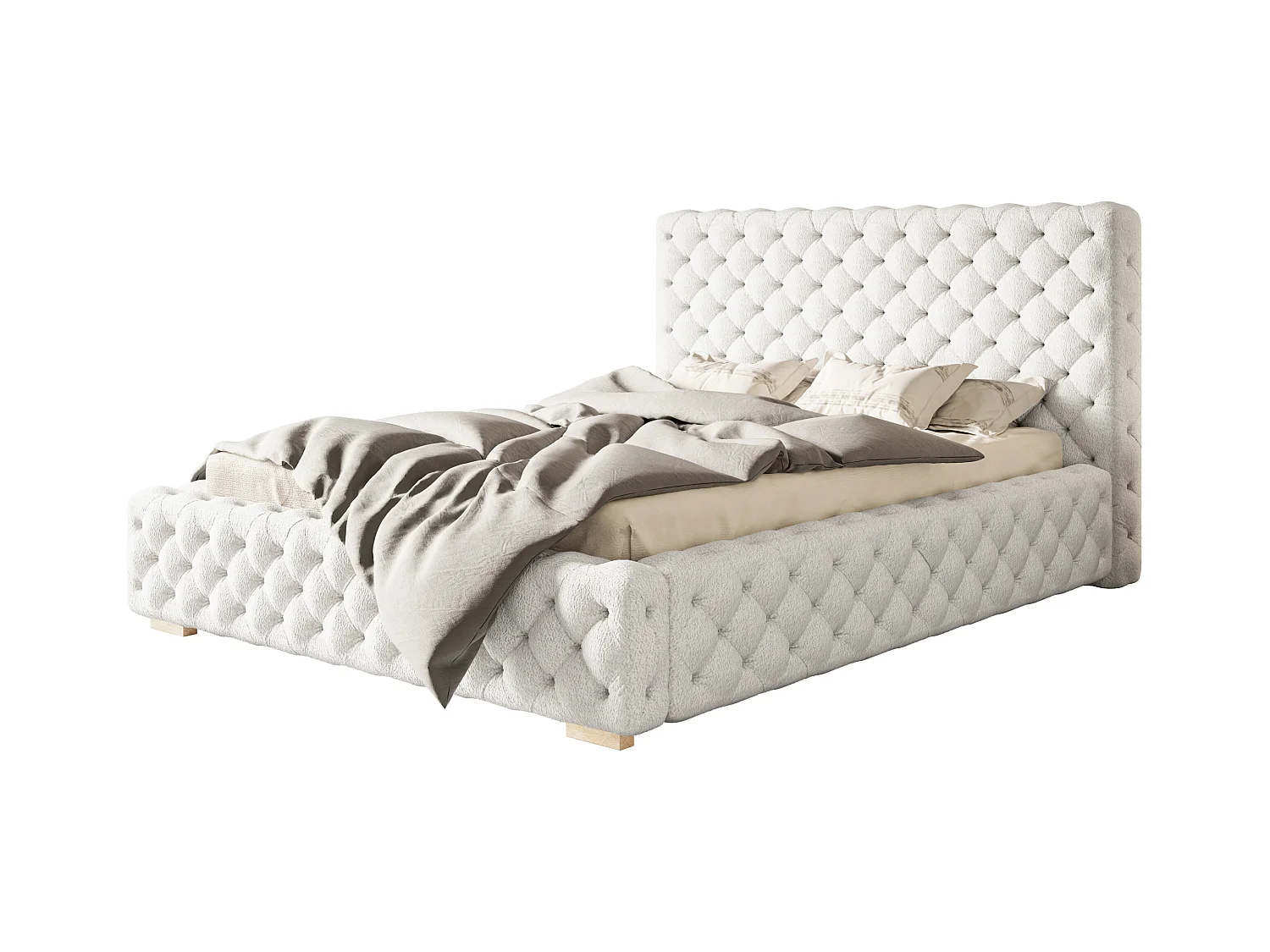 Lit rembourré Miami avec tête de lit, 120x200 cm, lit double avec coffre de rangement et sommier à lattes en bois, tissu velours, couleur : bleu clair