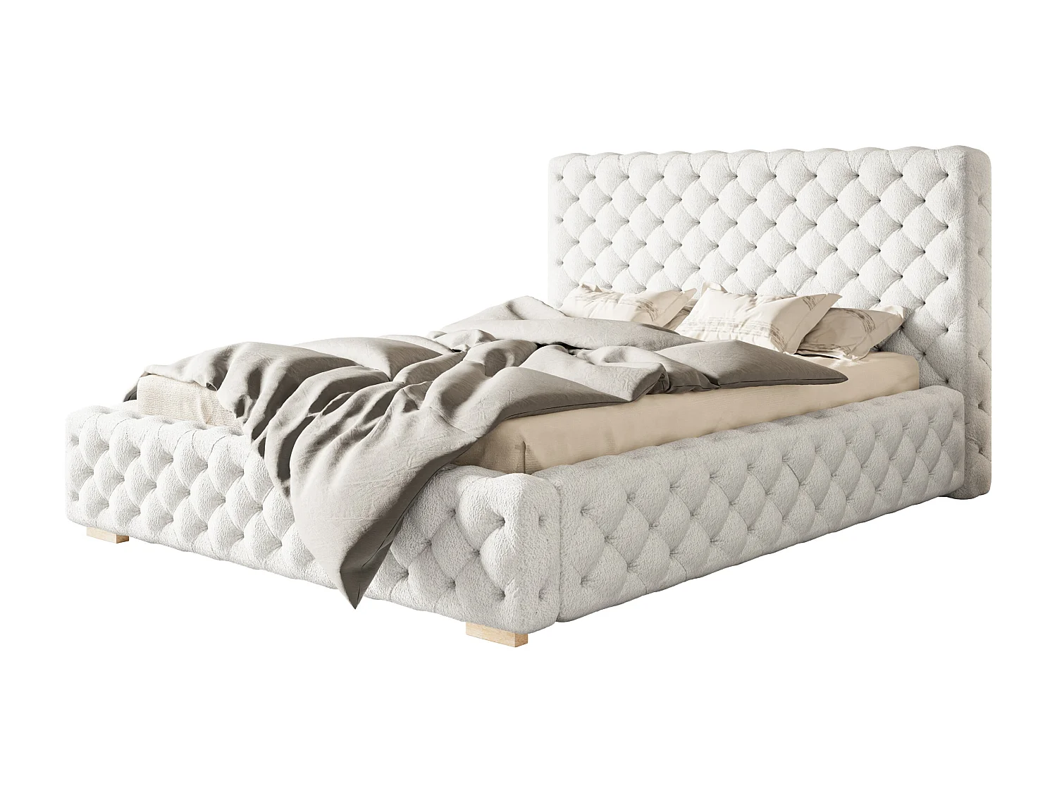 Lit rembourré Miami avec tête de lit, 120x200 cm, lit double avec coffre de rangement et sommier à lattes en bois, tissu velours, couleur : bleu clair