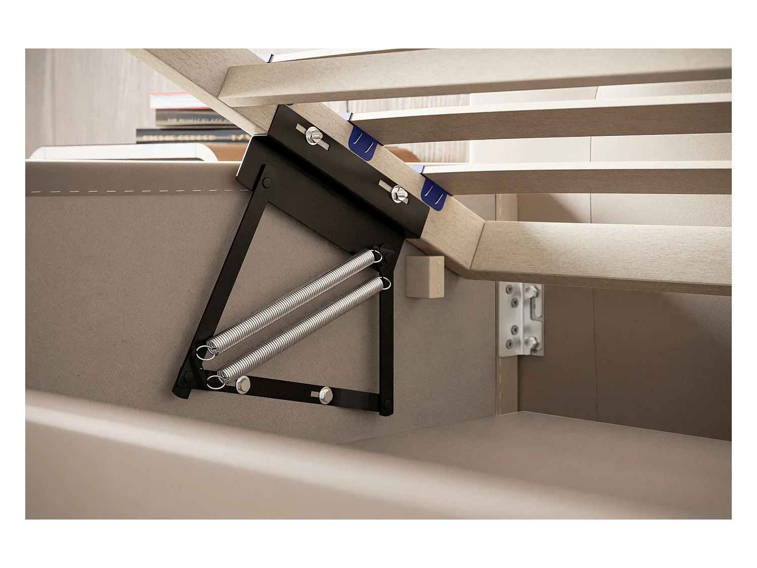 Lit rembourré RIO avec tête de lit, 140x200 cm, lit double avec coffre de rangement et sommier à lattes en bois, tissu velours, couleur : gris foncé