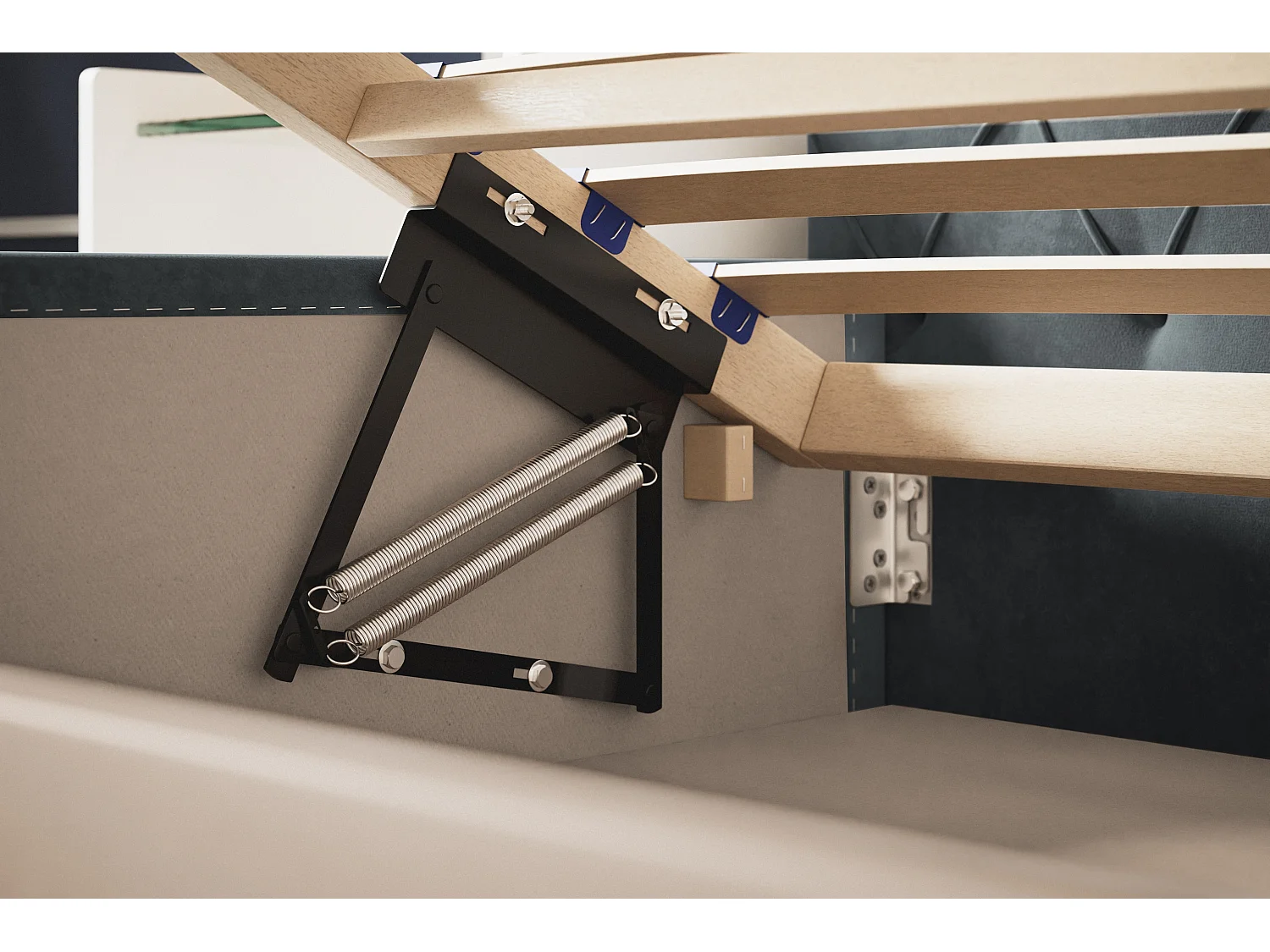 Lit rembourré Berlin avec tête de lit, 160 x 200 cm, lit double avec coffre de rangement et sommier à lattes en bois, similicuir, couleur : blanc