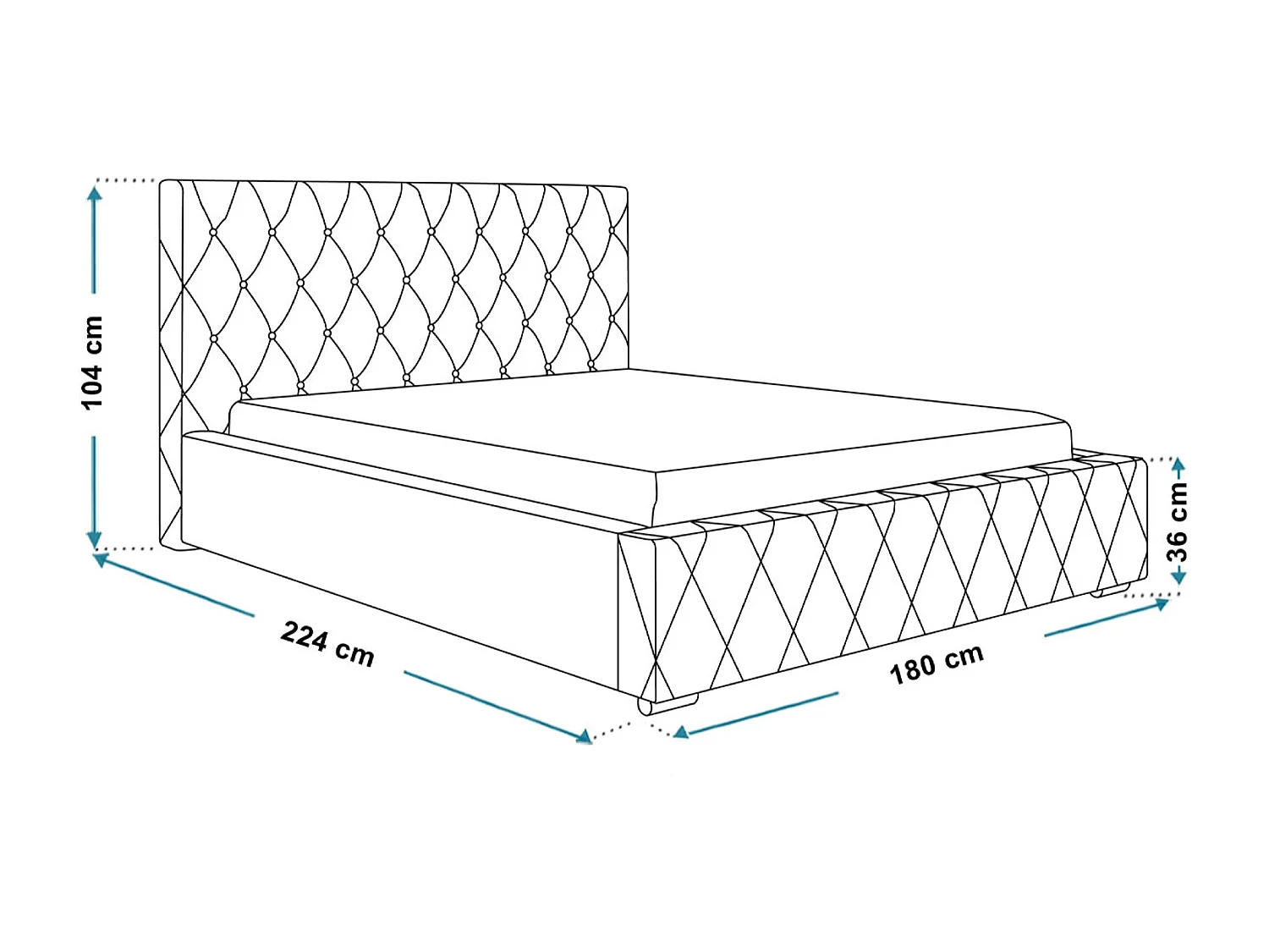 Lit rembourré Berlin avec tête de lit, 160x200 cm, lit double avec coffre de rangement et sommier à lattes en bois, tissu velours, couleur : noir