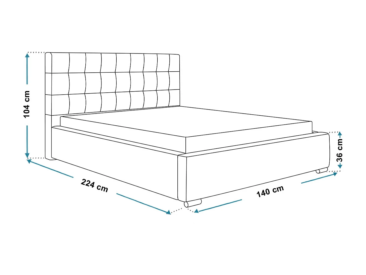 Lit rembourré RIO avec tête de lit, 120x200 cm, lit double avec coffre de rangement et sommier à lattes en bois, tissu structuré, couleur : gris clair