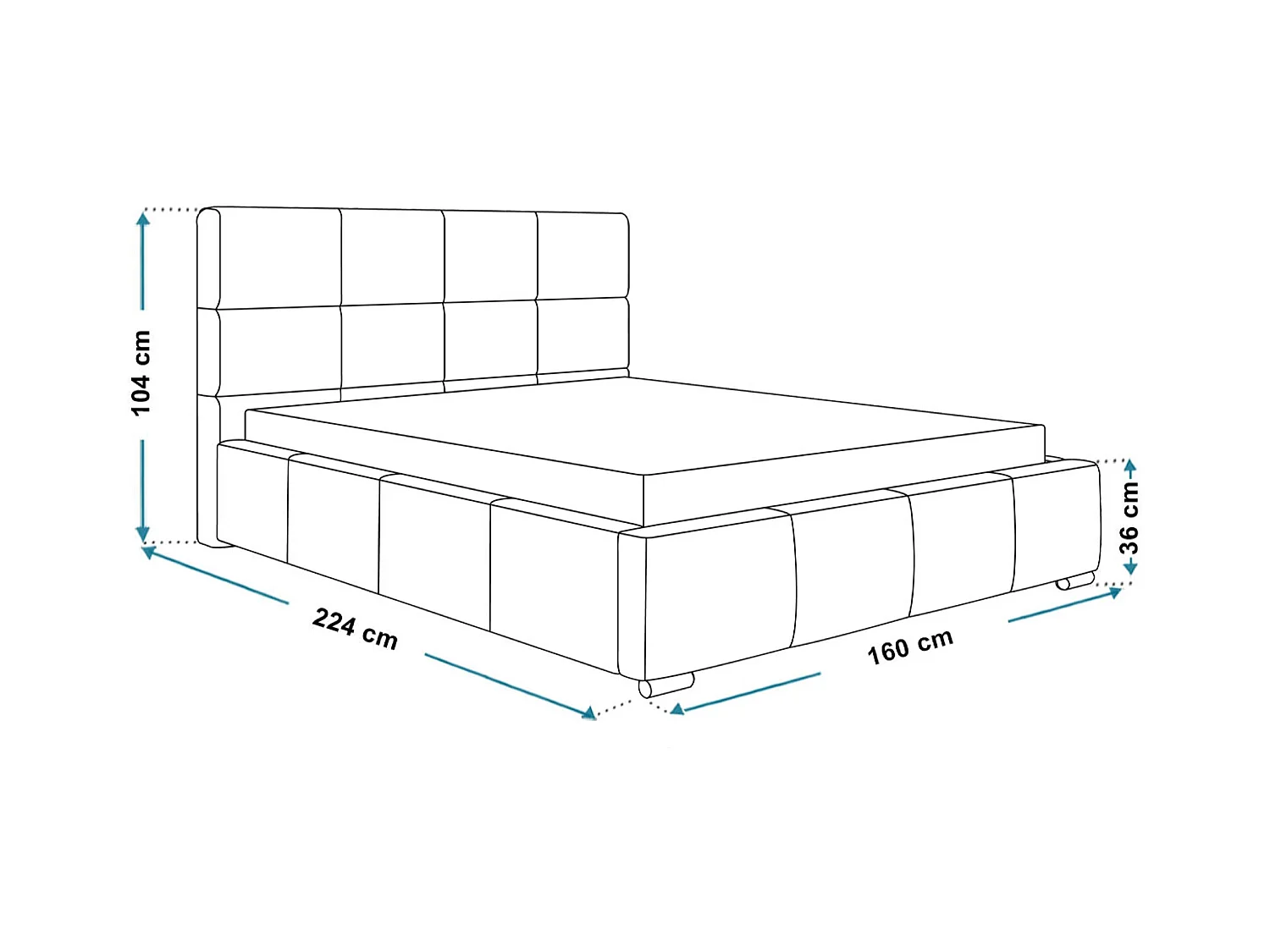 Lit rembourré Rom avec tête de lit, 140x200 cm, lit double avec coffre de rangement et sommier à lattes en bois, tissu velours, couleur : bleu foncé