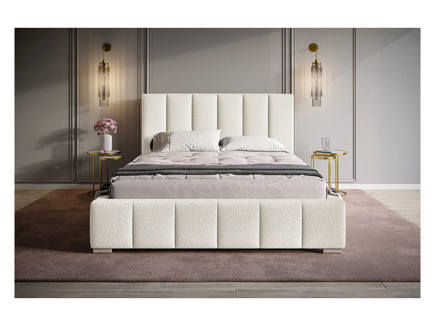 Lit rembourré Tokio avec tête de lit, 180x200 cm, lit double avec coffre de rangement et sommier à lattes en bois, tissu velours, couleur : gris foncé