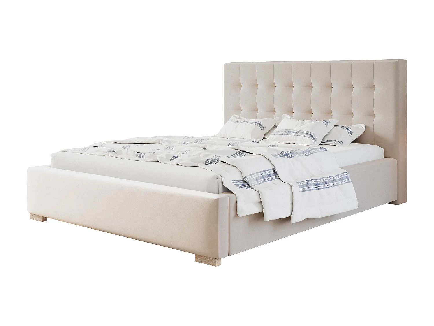 Lit rembourré RIO avec tête de lit, 120x200 cm, lit double avec coffre de rangement et sommier à lattes en bois, tissu velours, couleur : sable