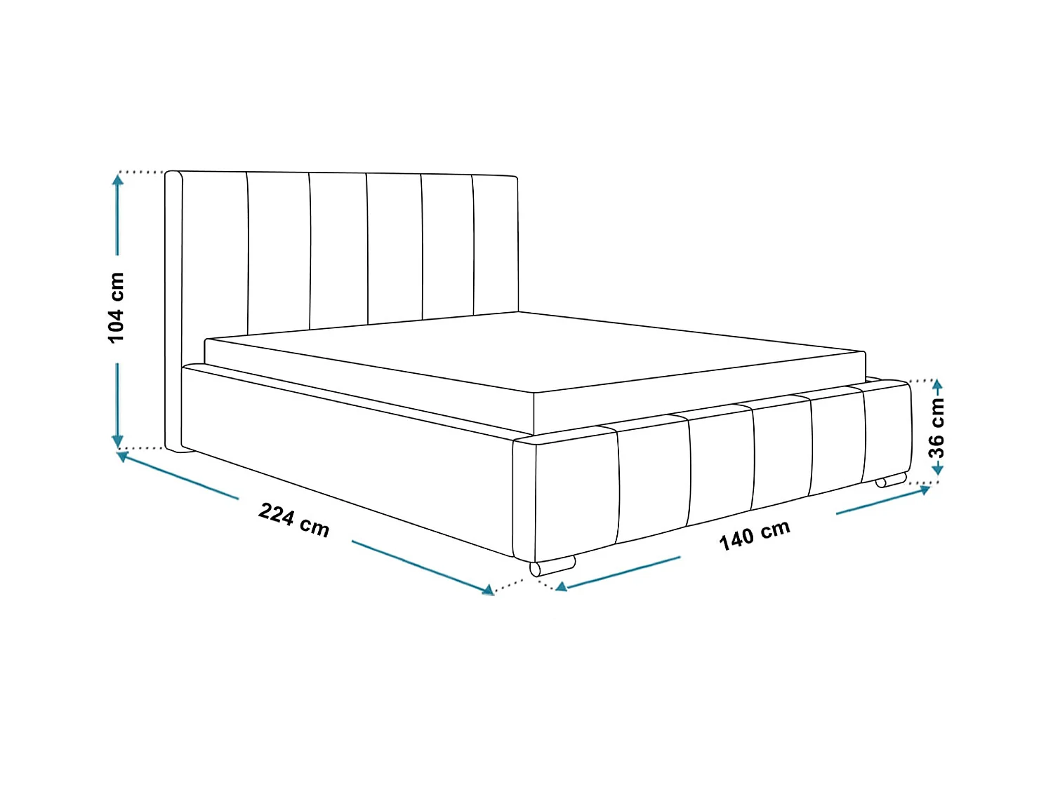 Lit rembourré Tokio avec tête de lit, 120x200 cm, lit double avec coffre de rangement et sommier à lattes en bois, tissu velours, couleur : bleu foncé