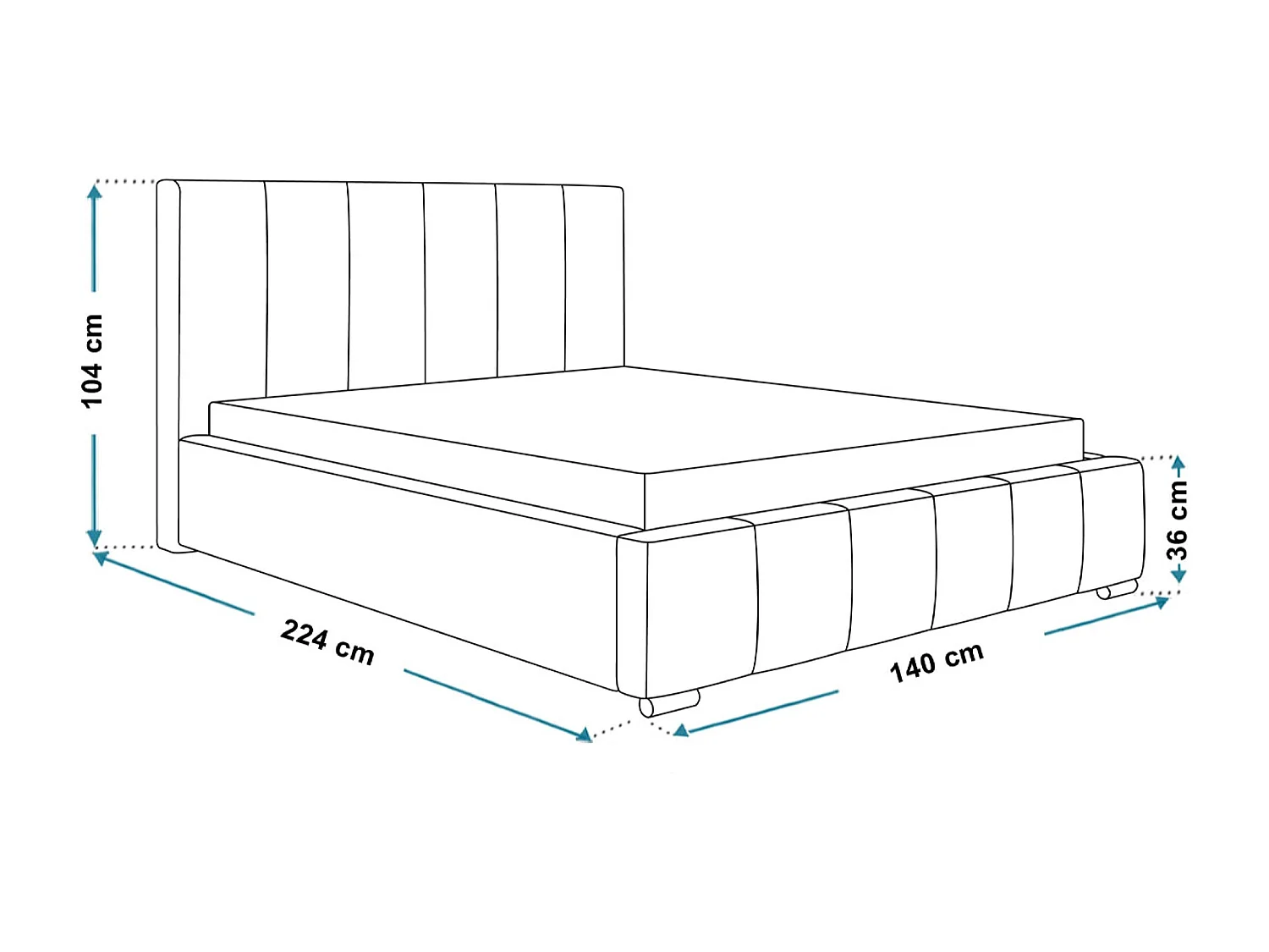 Lit rembourré Tokio avec tête de lit, 120x200 cm, lit double avec coffre de rangement et sommier à lattes en bois, tissu velours, couleur : bleu foncé