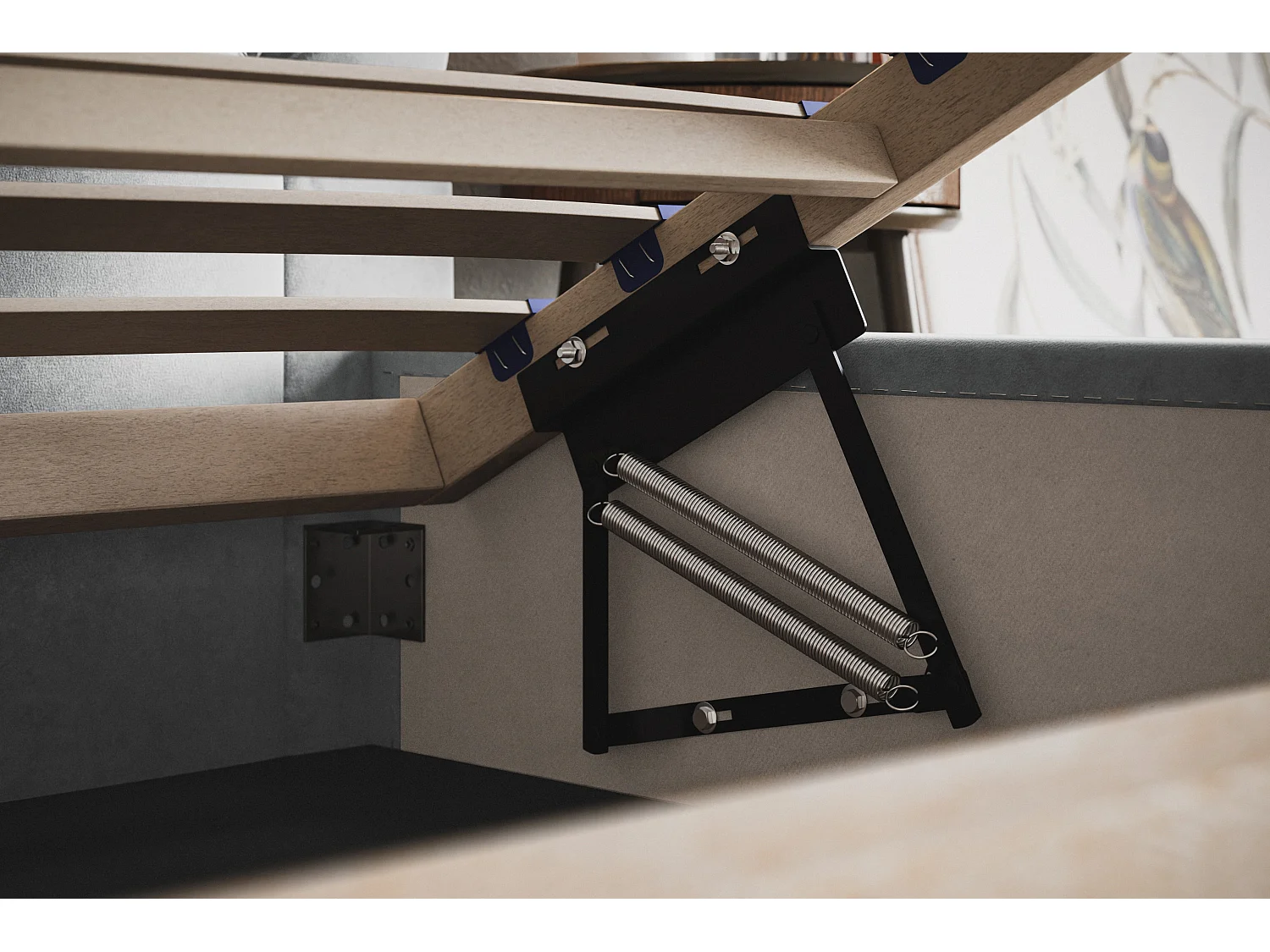 Lit rembourré BOSTON SLIM avec tête de lit, 180 x 200 cm, lit double avec coffre de rangement et sommier à lattes en bois, couleur : noir, tissu velours