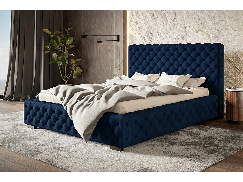 Lit rembourré Miami avec tête de lit, 120x200 cm, lit double avec coffre de rangement et sommier à lattes en bois, tissu velours, couleur : gris