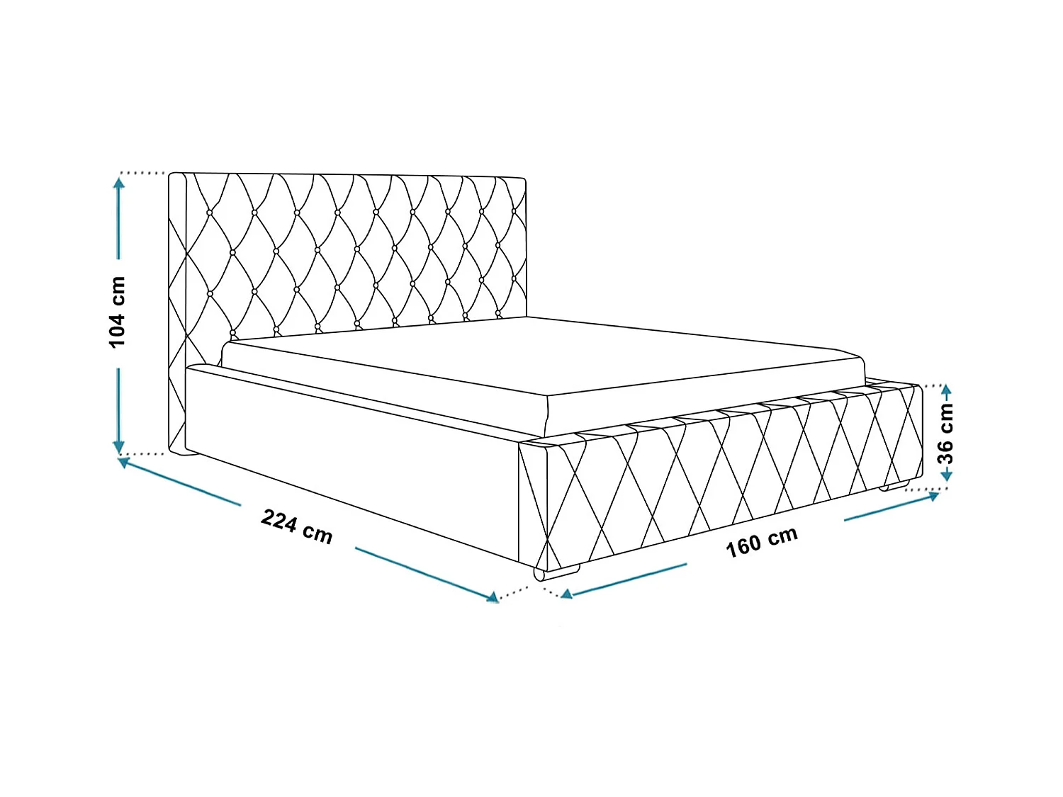 Lit rembourré Berlin avec tête de lit, 140x200 cm, lit double avec coffre de rangement et sommier à lattes en bois, tissu velours, couleur : noir