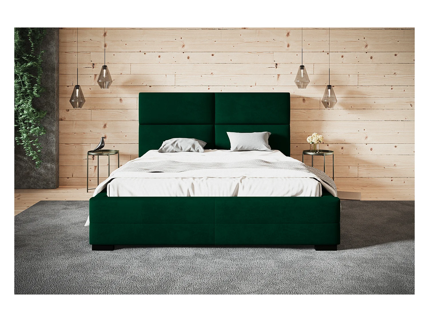 Lit rembourré Lisbonne avec tête de lit, 180x200 cm, lit double avec coffre de rangement et sommier à lattes en bois, tissu velours, couleur : bleu foncé