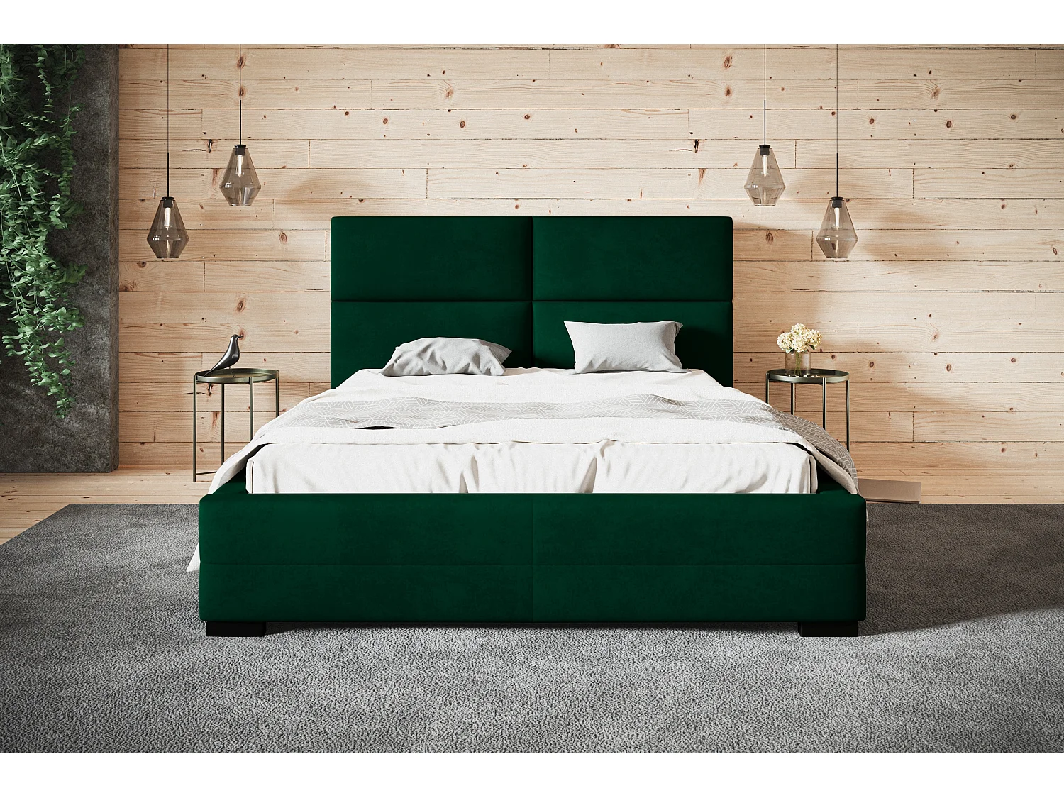 Lit rembourré Lisbonne avec tête de lit, 180x200 cm, lit double avec coffre de rangement et sommier à lattes en bois, tissu velours, couleur : bleu foncé