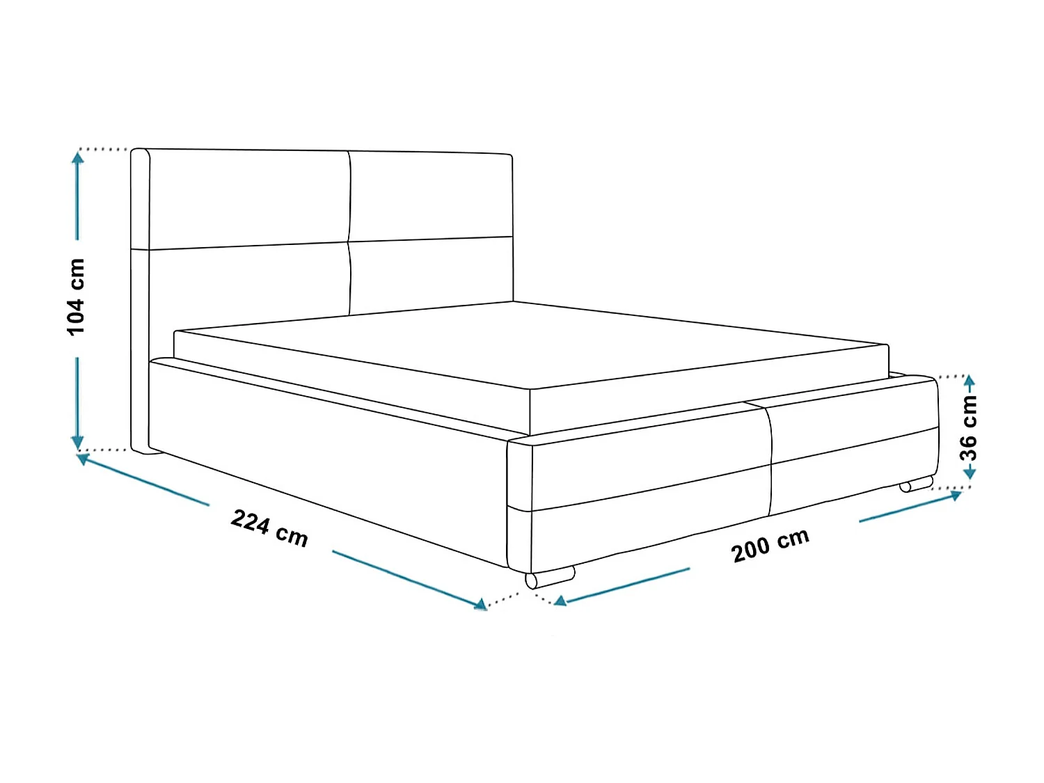 Lit rembourré Lisbonne avec tête de lit, 180x200 cm, lit double avec coffre de rangement et sommier à lattes en bois, tissu velours, couleur : bleu foncé