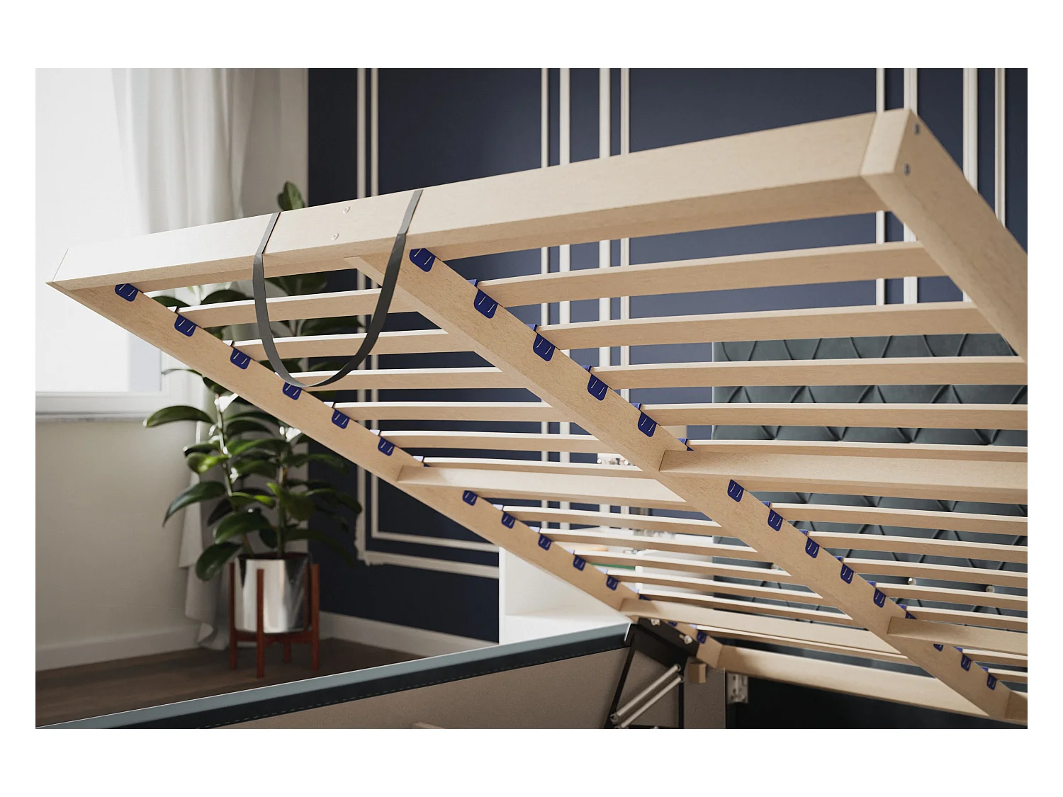 Lit rembourré Berlin avec tête de lit, 120x200 cm, lit double avec coffre de rangement et sommier à lattes en bois, tissu velours, couleur : rose