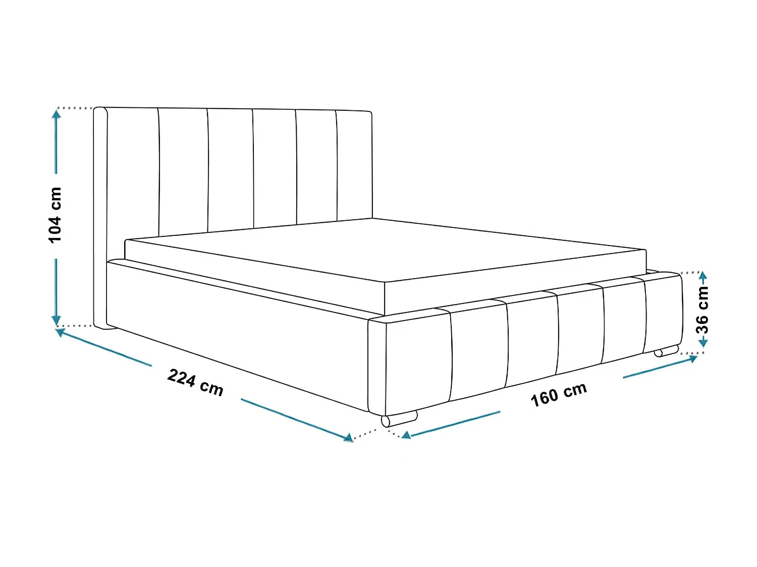 Lit rembourré Tokio avec tête de lit, 140x200 cm, lit double avec coffre de rangement et sommier à lattes en bois, tissu velours, couleur : bleu foncé