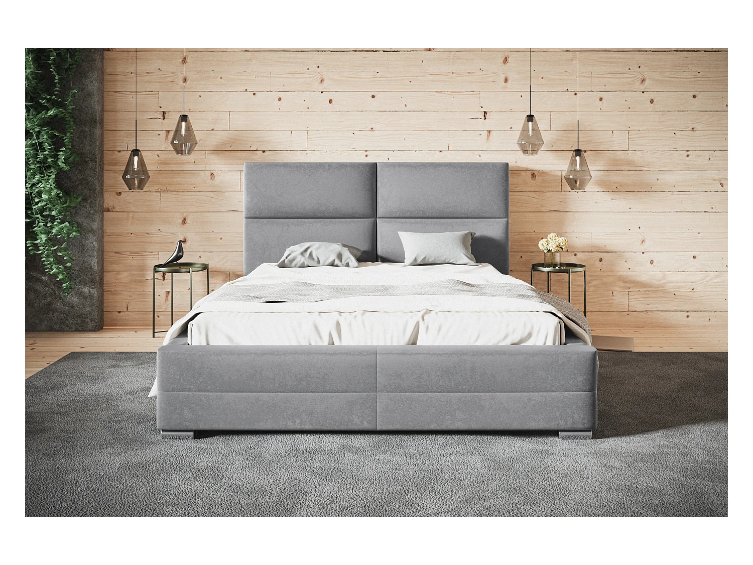 Lit rembourré Lisbonne avec tête de lit, 120x200 cm, lit double avec coffre de rangement et sommier à lattes en bois, tissu velours, couleur : noir