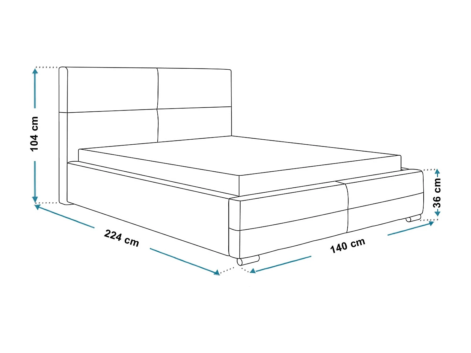 Lit rembourré Lisbonne avec tête de lit, 120x200 cm, lit double avec coffre de rangement et sommier à lattes en bois, tissu velours, couleur : noir