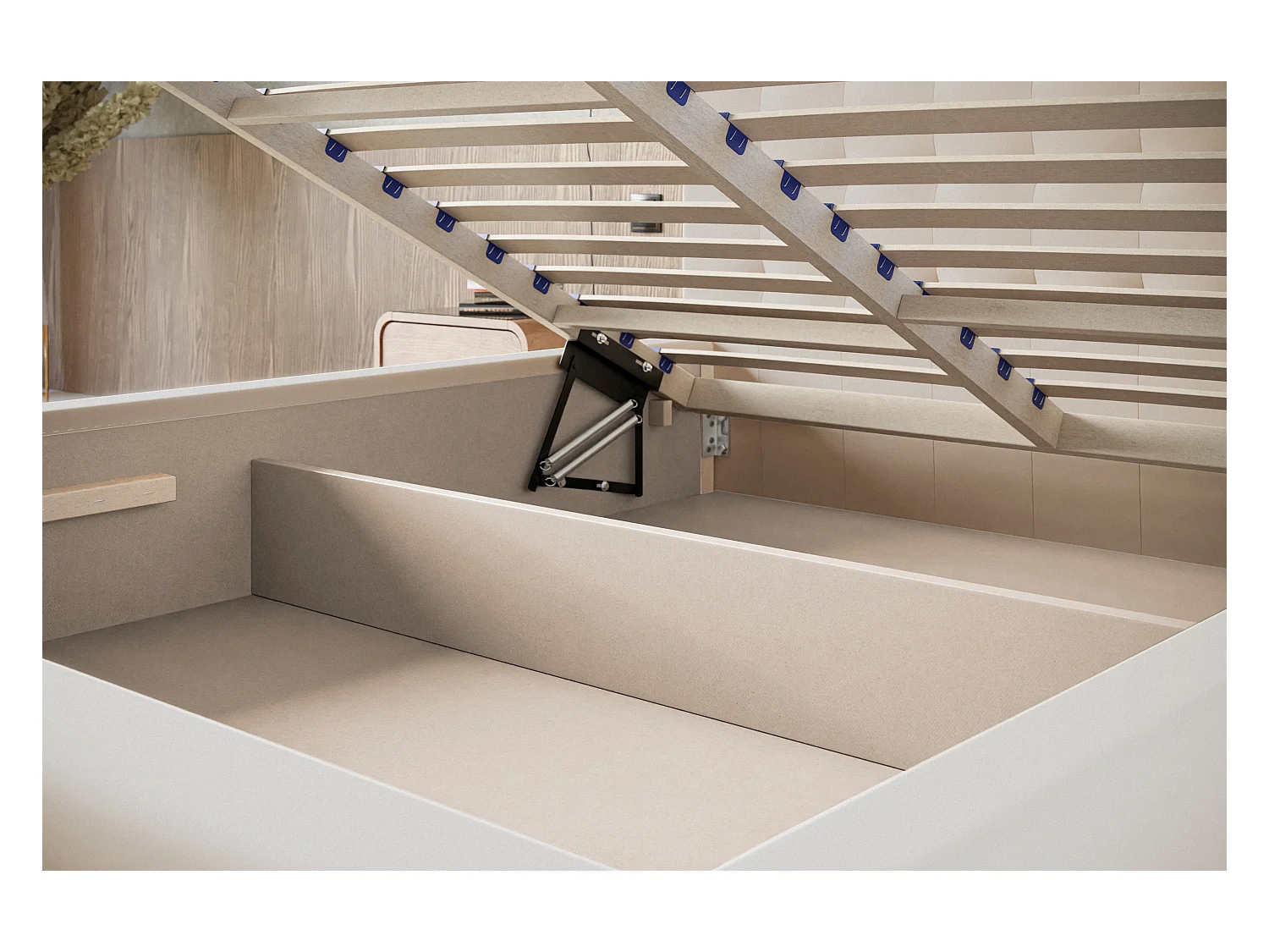 Lit rembourré RIO avec tête de lit, 180x200 cm, lit double avec coffre de rangement et sommier à lattes en bois, tissu velours, couleur : rose