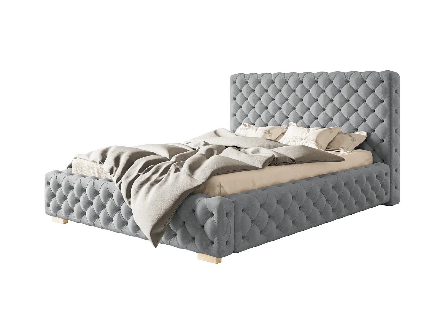 Lit rembourré Miami avec tête de lit, 120x200 cm, lit double avec coffre de rangement et sommier à lattes en bois, tissu velours, couleur : gris foncé