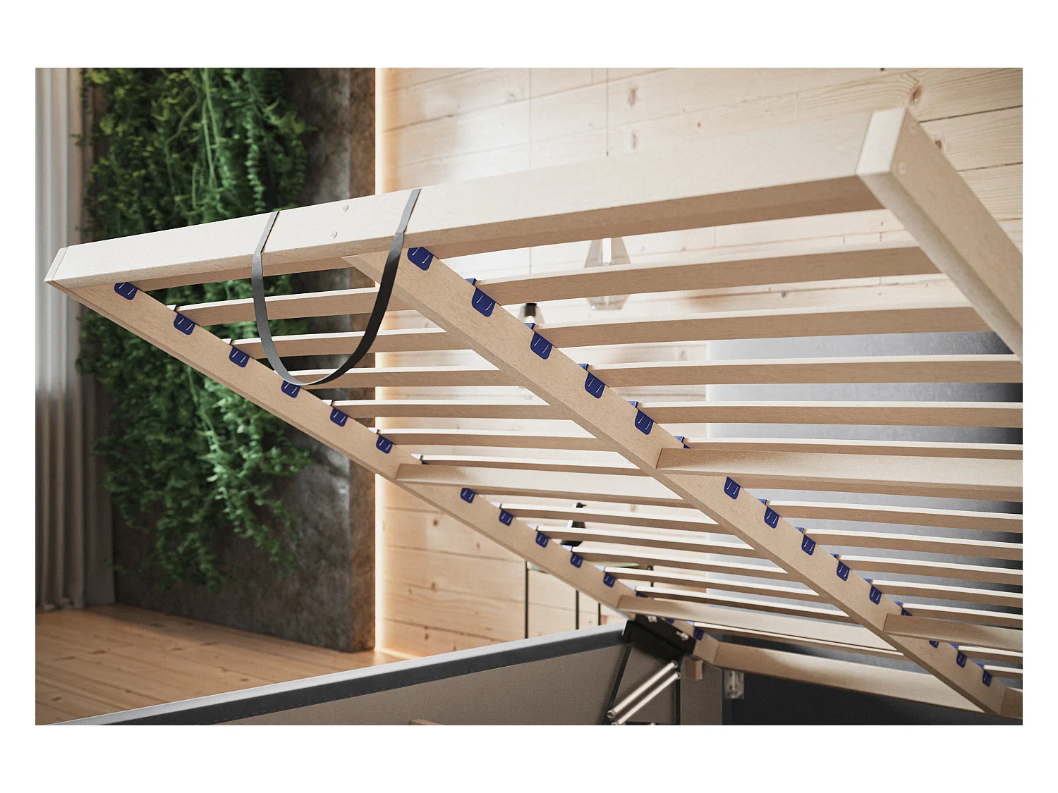 Lit rembourré Lisbonne avec tête de lit, 140x200 cm, lit double avec coffre de rangement et sommier à lattes en bois, tissu velours, couleur : vert