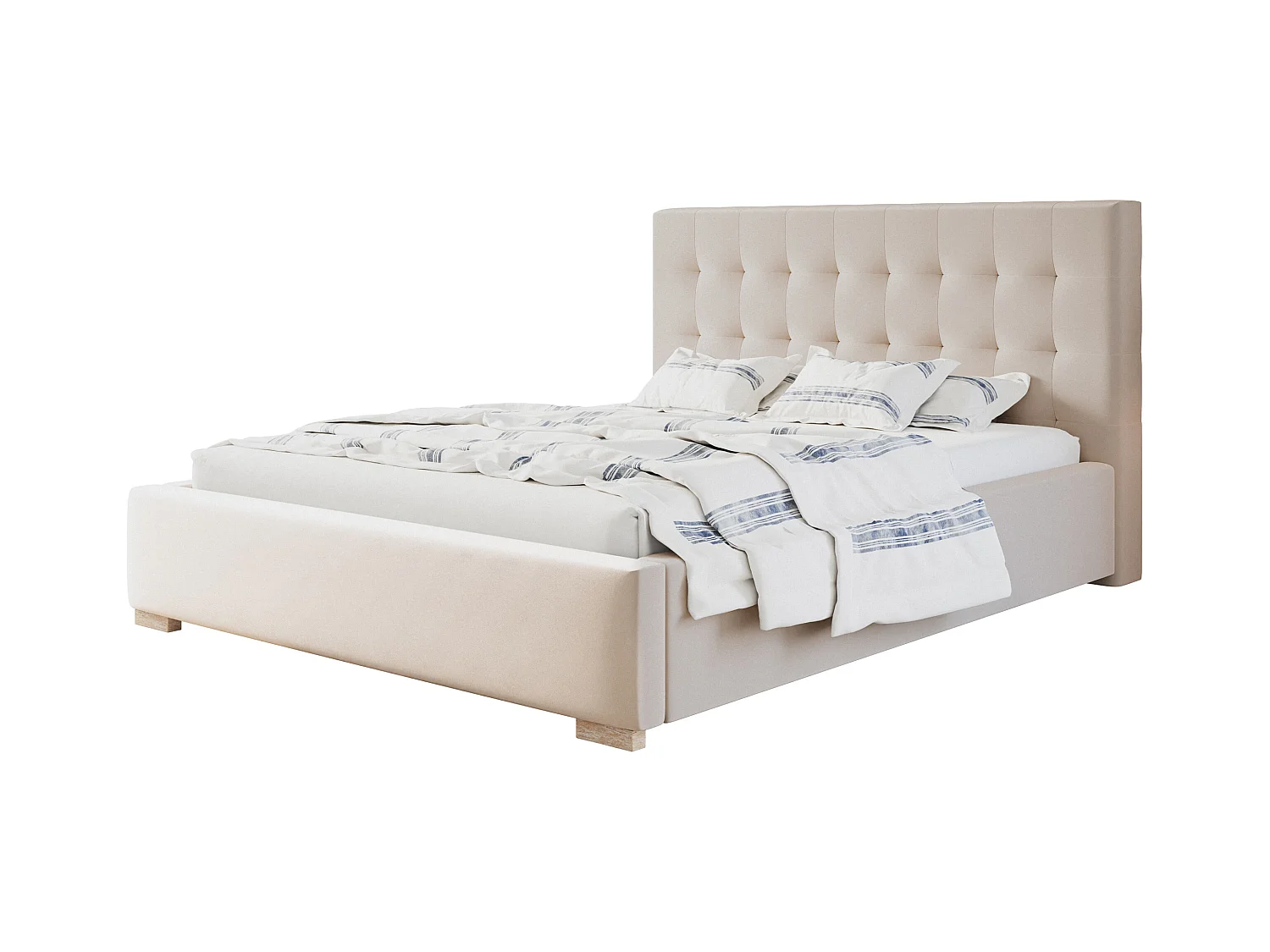 Lit rembourré RIO avec tête de lit, 160x200 cm, lit double avec coffre de rangement et sommier à lattes en bois, tissu velours, couleur : sable