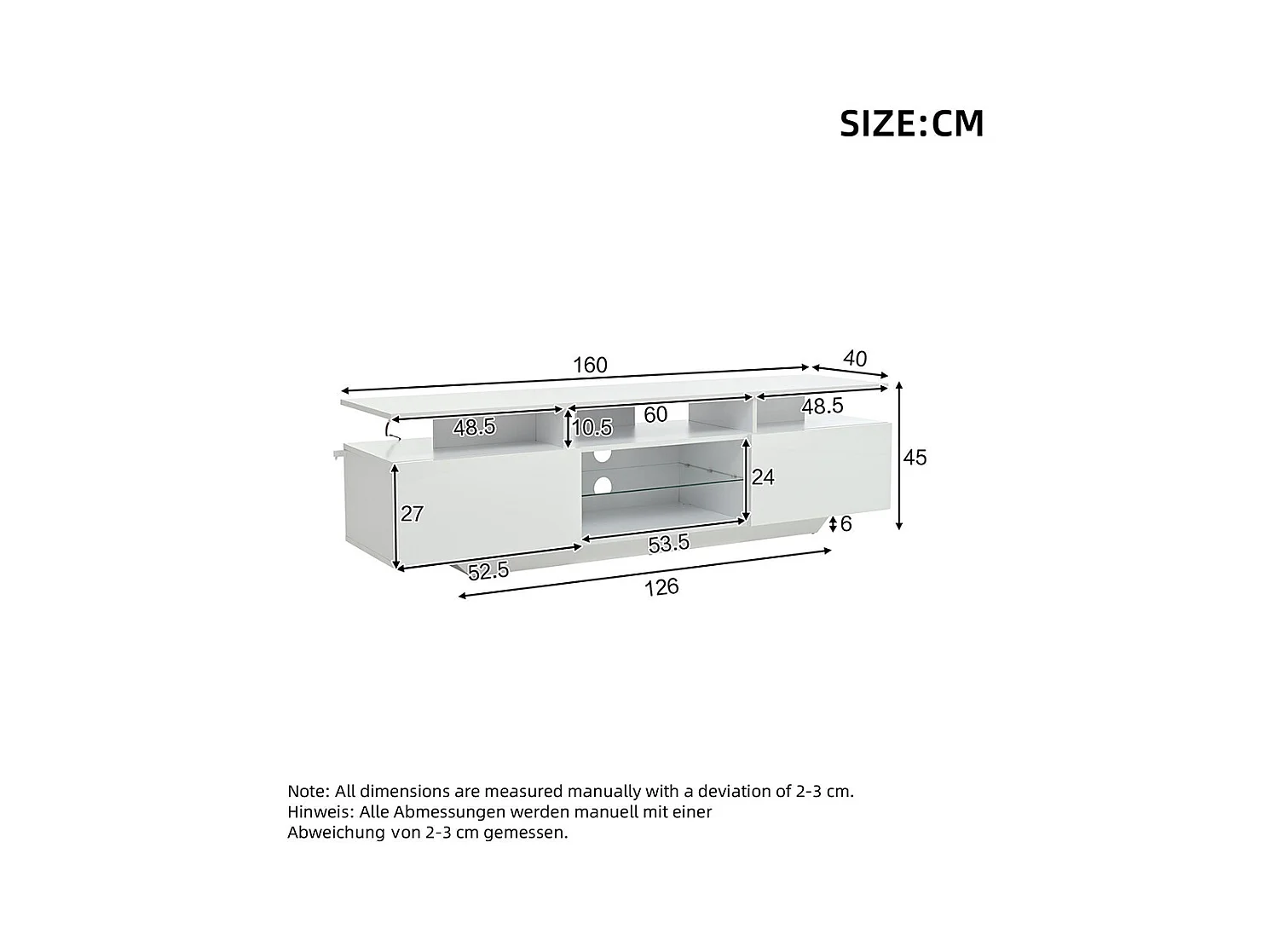 Meuble TV 2 armoires LED bande lumineuse brillant 8 étagères MDF TV 70 pouces moderne