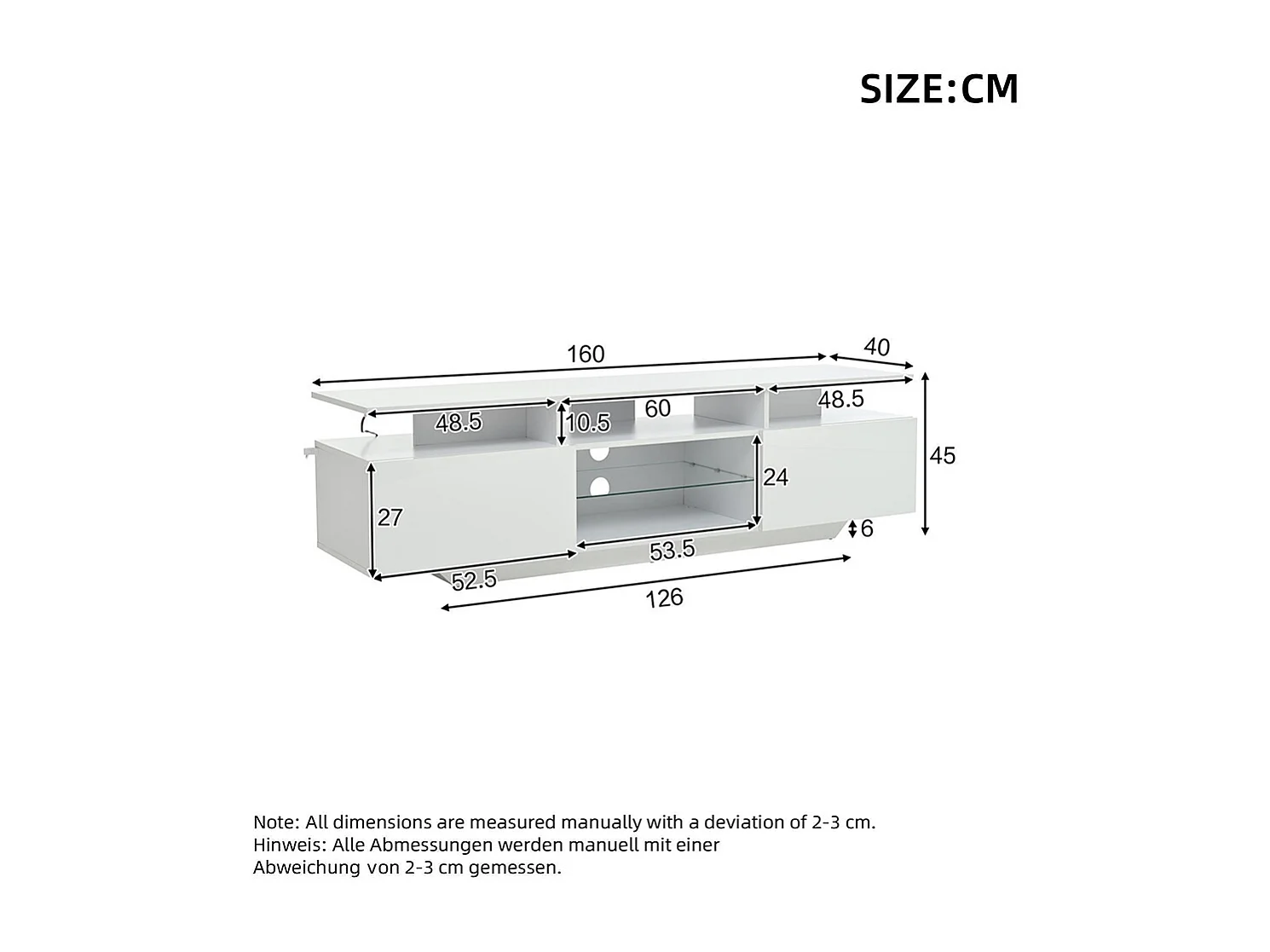 Meuble TV 2 armoires LED bande lumineuse brillant 8 étagères MDF TV 70 pouces moderne