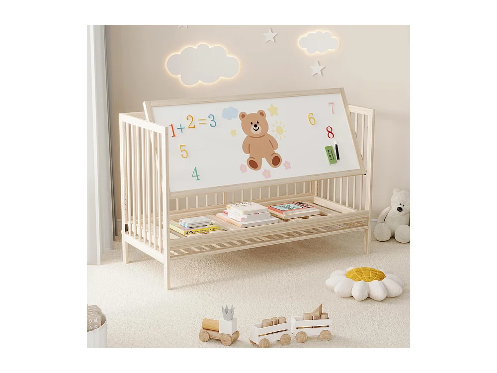 Lit bébé bois multifonction transformable lit chevalet bureau réglable hauteur sans matelas épicéa