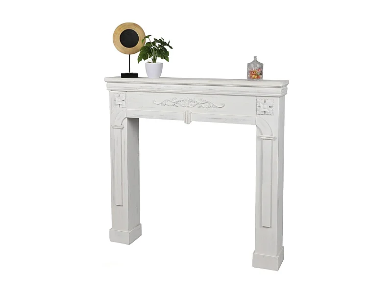 Manteau de cheminée décorative – Coloris blanc, dimensions 107x17xH100 cm