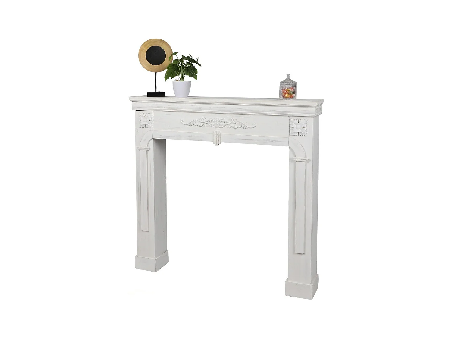 Manteau de cheminée décorative – Coloris blanc, dimensions 107x17xH100 cm