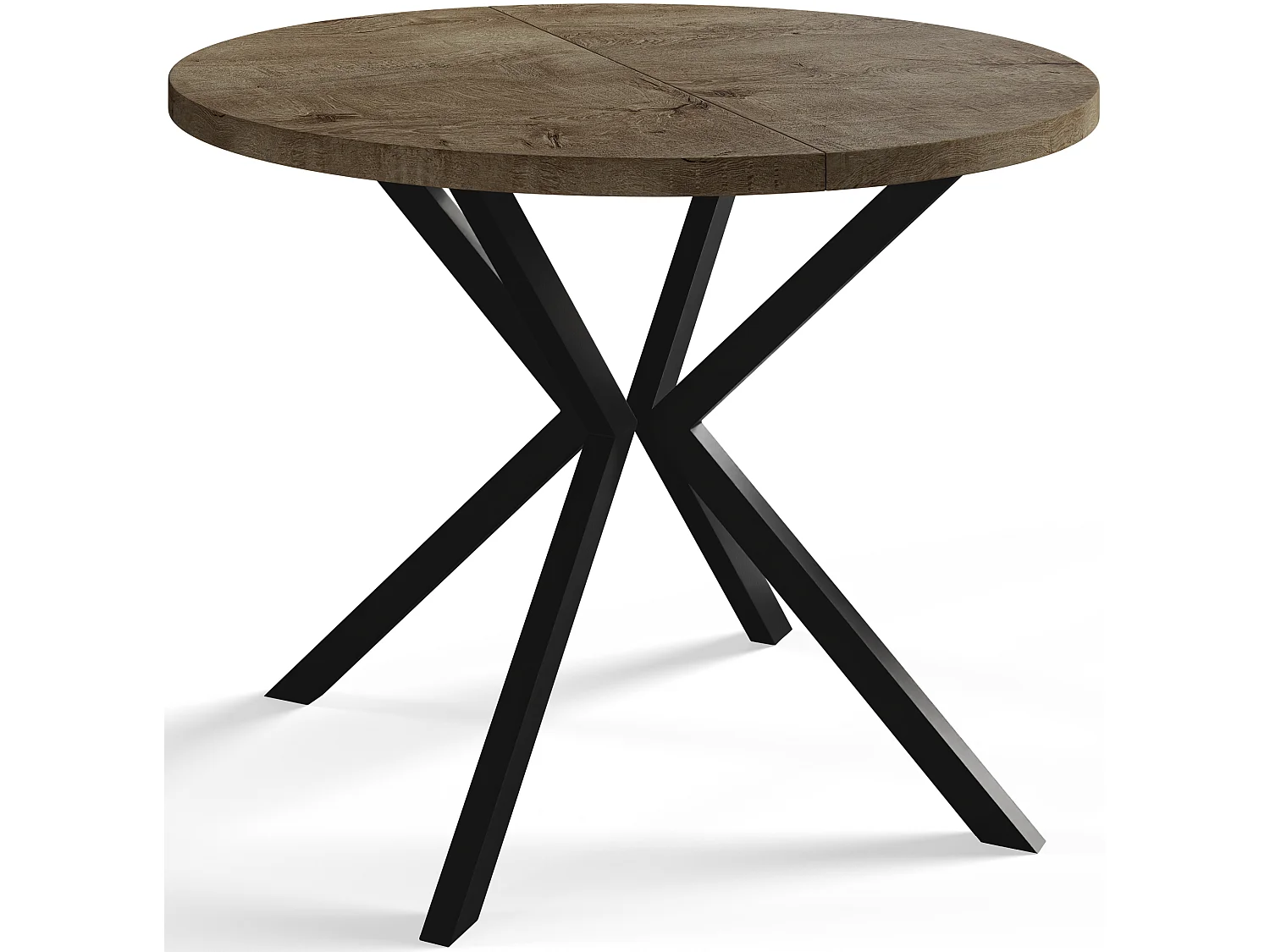 Table à manger ronde LITEN, table à rallonges Diamètre : 120 cm/200 cm, couleur de la table basse : gris, avec pieds métalliques de couleur noire