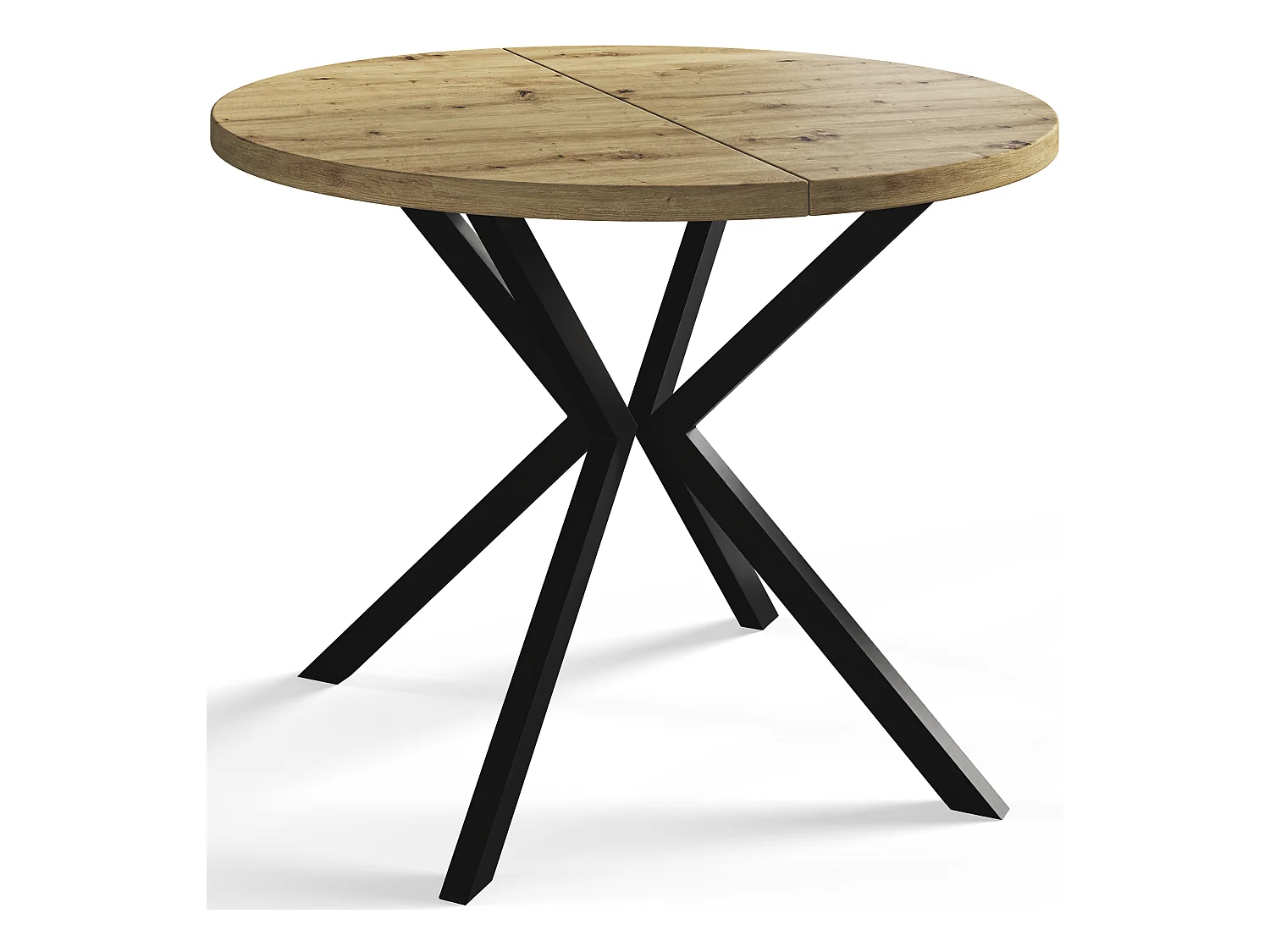Table à manger ronde LITEN, table à rallonges Diamètre : 120 cm/200 cm, couleur de la table basse : brun mat, avec pieds métalliques de couleur noire