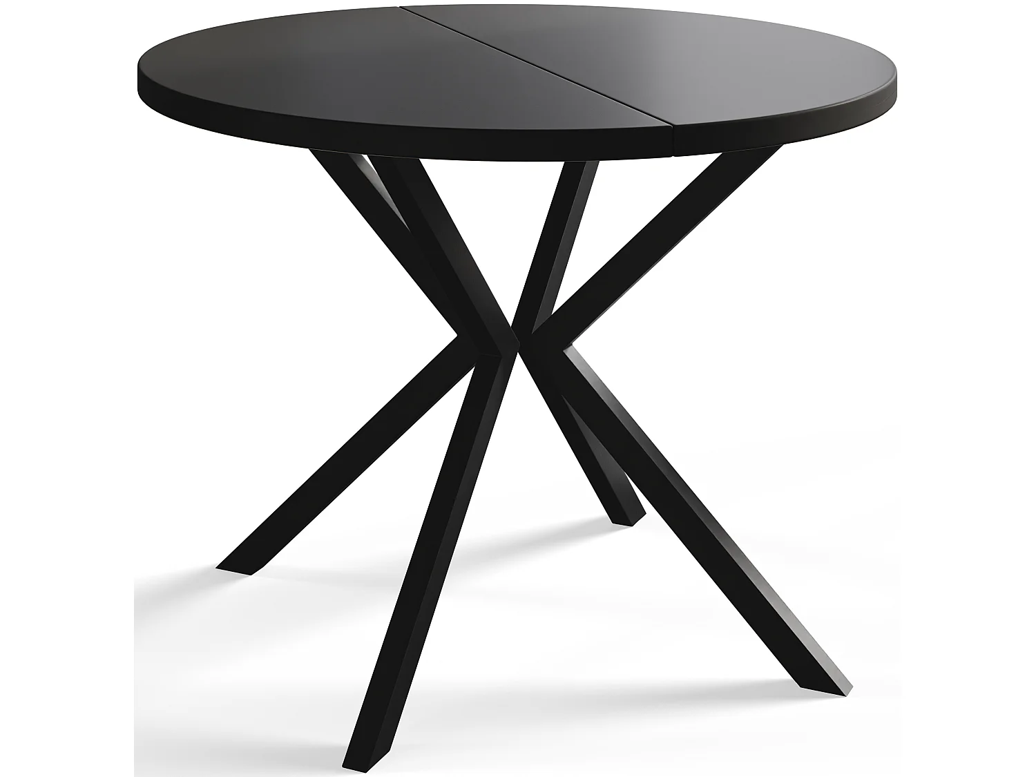 Table à manger ronde LITEN, table à rallonges Diamètre : 90 cm/170 cm, couleur de la table basse : noir, avec pieds métalliques de couleur noire