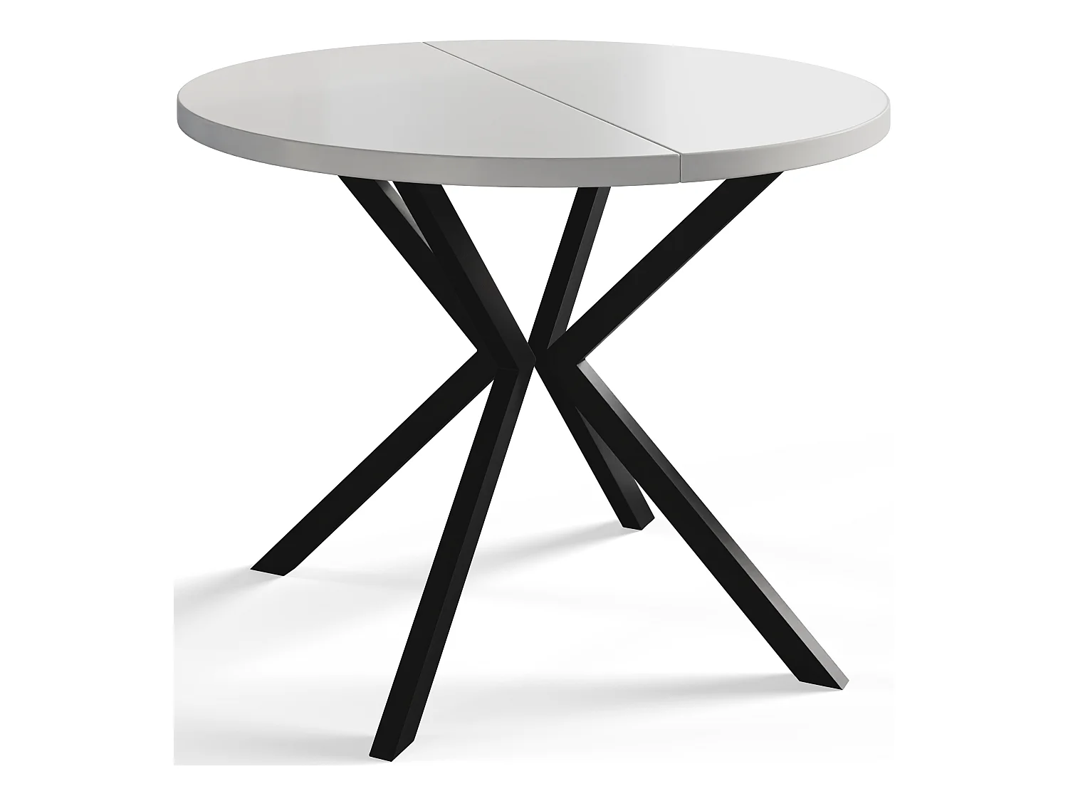 Table à manger ronde LITEN, table à rallonges Diamètre : 90 cm/170 cm, table de salon Couleur : blanc, avec pieds métalliques de couleur noir