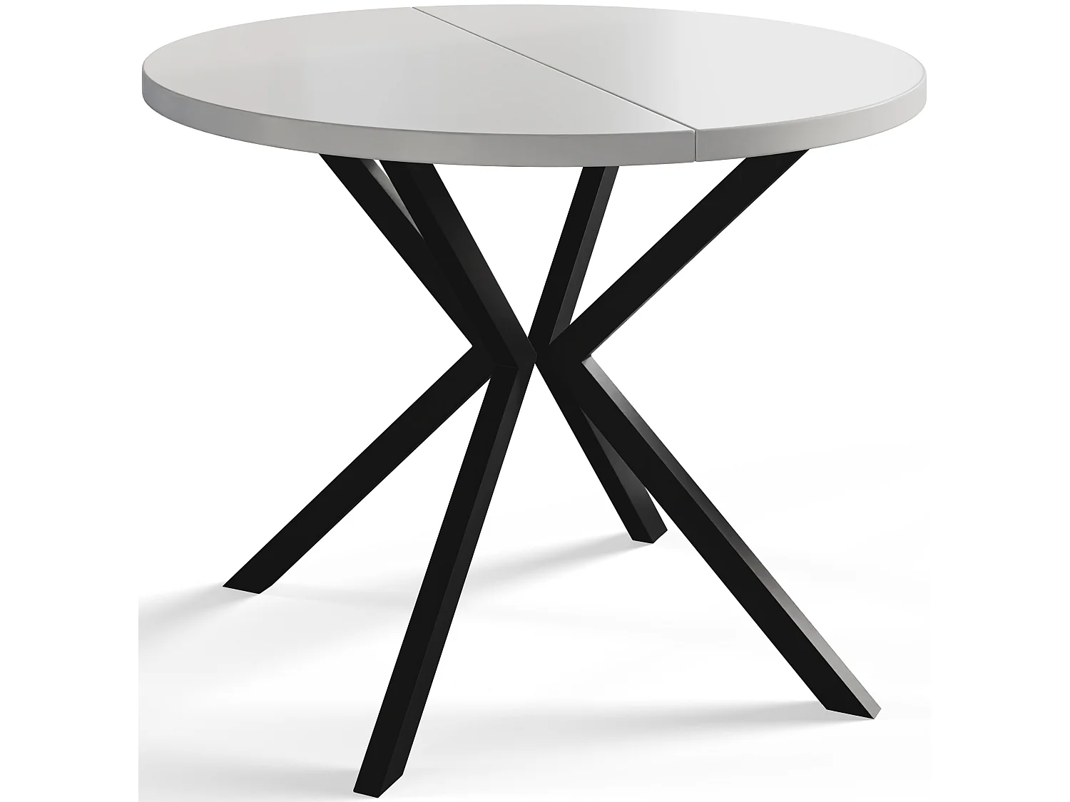 Table à manger ronde LITEN, table à rallonges Diamètre : 90 cm/170 cm, table de salon Couleur : blanc, avec pieds métalliques de couleur noir