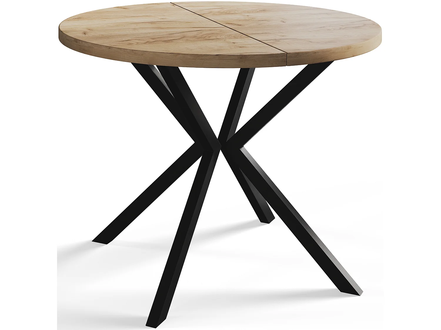 Table à manger ronde LITEN, table à rallonges Diamètre : 120 cm/200 cm, couleur de la table basse : marron, avec pieds métalliques de couleur noire