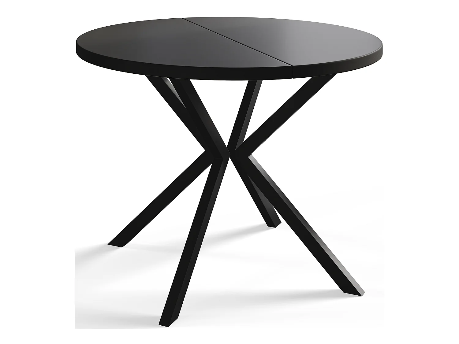 Table à manger ronde LITEN, table à rallonges Diamètre : 100 cm/180 cm, couleur de la table basse : noir, avec pieds métalliques de couleur noire