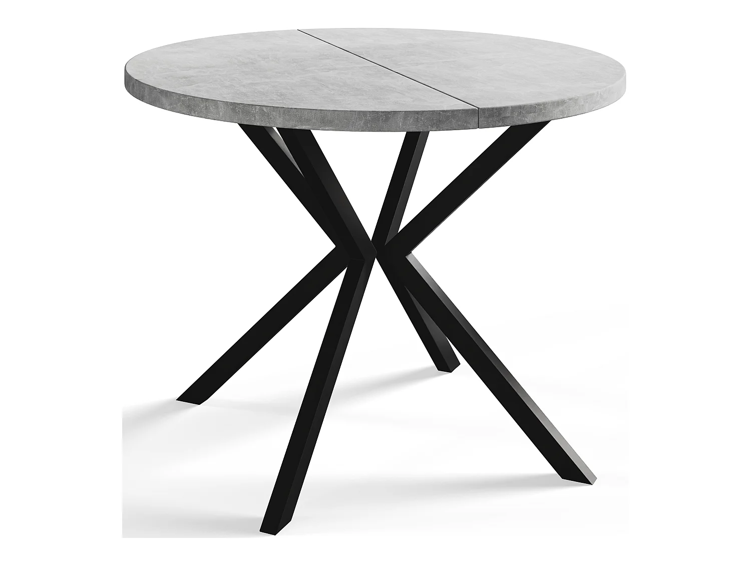Table à manger ronde LITEN, table à rallonges Diamètre : 90 cm/170 cm, couleur de la table basse : gris clair, avec pieds métalliques de couleur noire