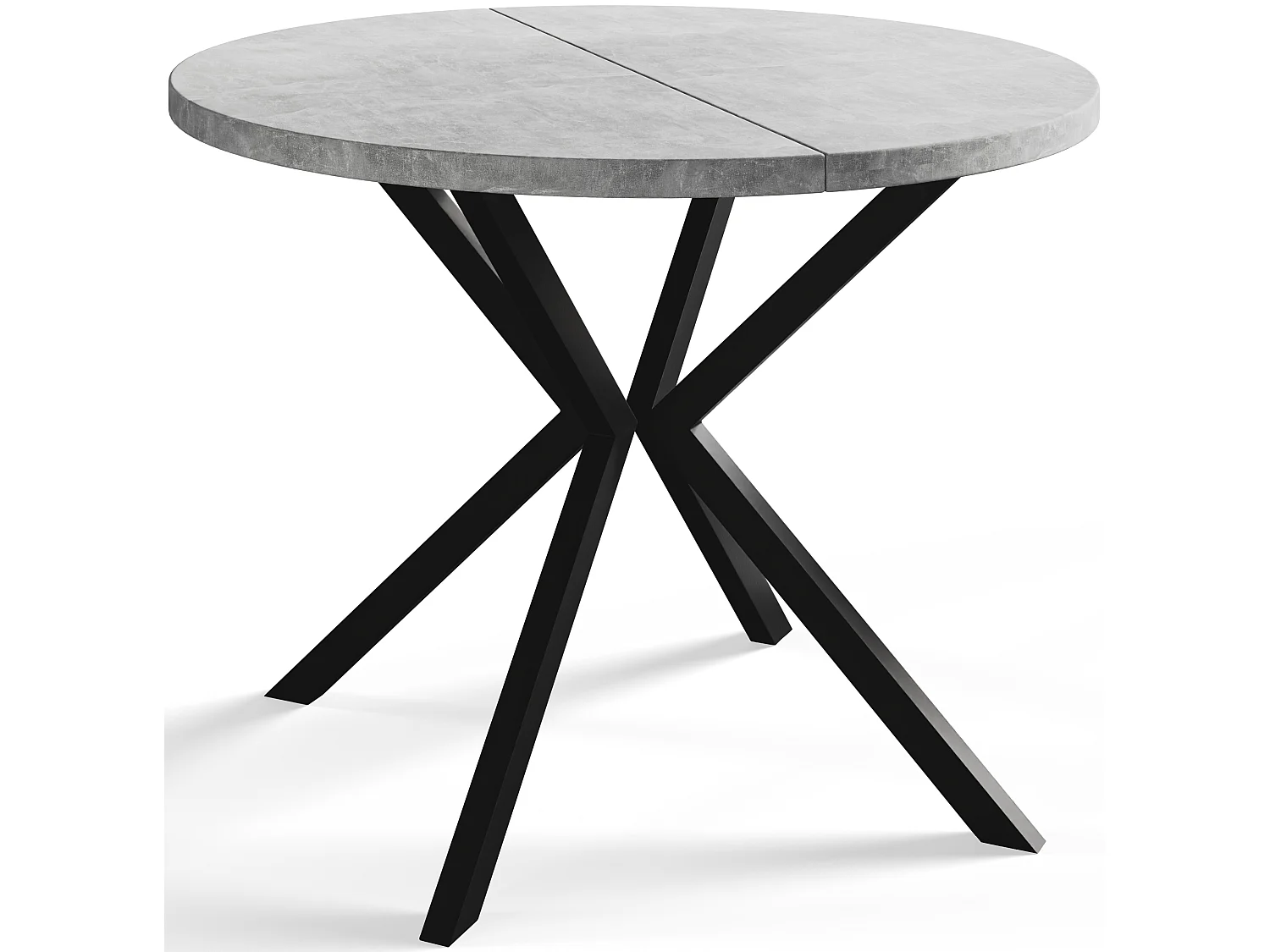Table à manger ronde LITEN, table à rallonges Diamètre : 90 cm/170 cm, couleur de la table basse : gris clair, avec pieds métalliques de couleur noire