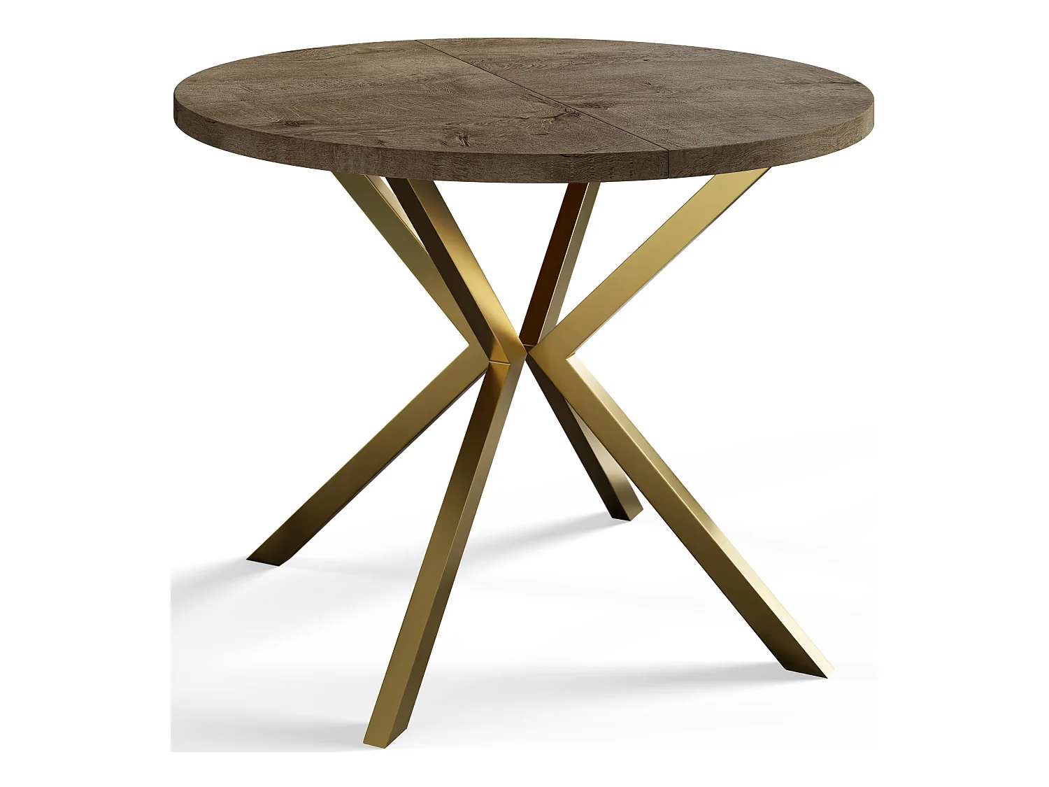 Table à manger ronde LITEN, table à rallonges Diamètre : 90 cm/170 cm, table de salon Couleur : gris, avec pieds métalliques couleur or