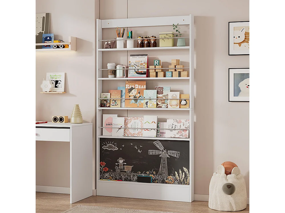 Combinaison bureau étagère livres images ensemble meubles enfants 2 pièces blanc
