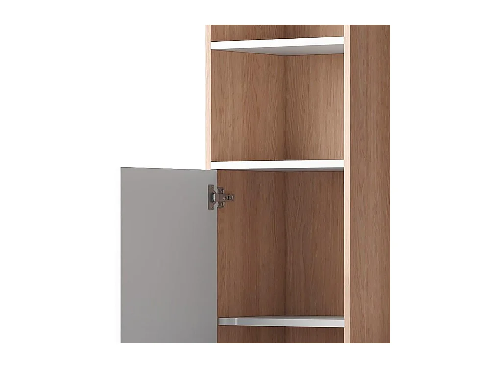 Bureau rangement blanc contraste bois massif armoire portes étagère ouverte