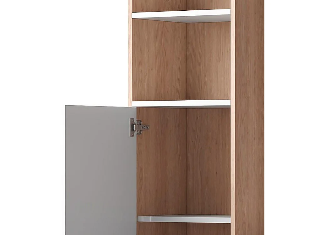 Bureau rangement blanc contraste bois massif armoire portes étagère ouverte