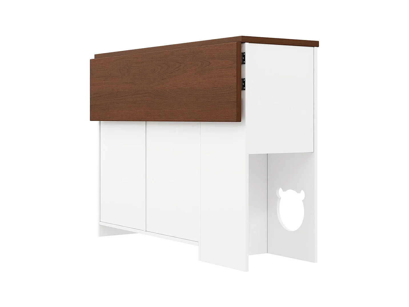 Îlot cuisine chariot buffet tiroirs plan travail coulissant étagère épices espace repas animaux blanc noyer 120x(40+30)x90 cm