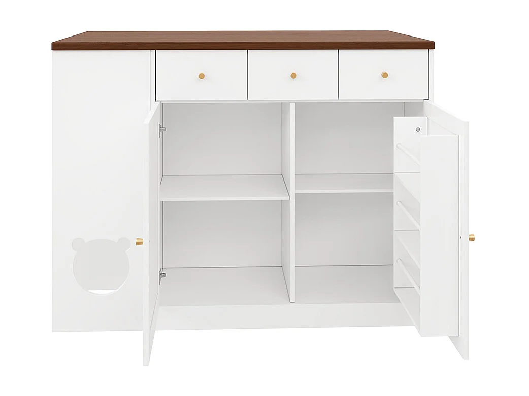 Îlot cuisine chariot buffet tiroirs plan travail coulissant étagère épices espace repas animaux blanc noyer 120x(40+30)x90 cm