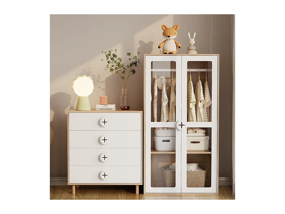 Armoire combinée armoire commode ensemble chambre combinaison table chevet panneaux laqués blanc